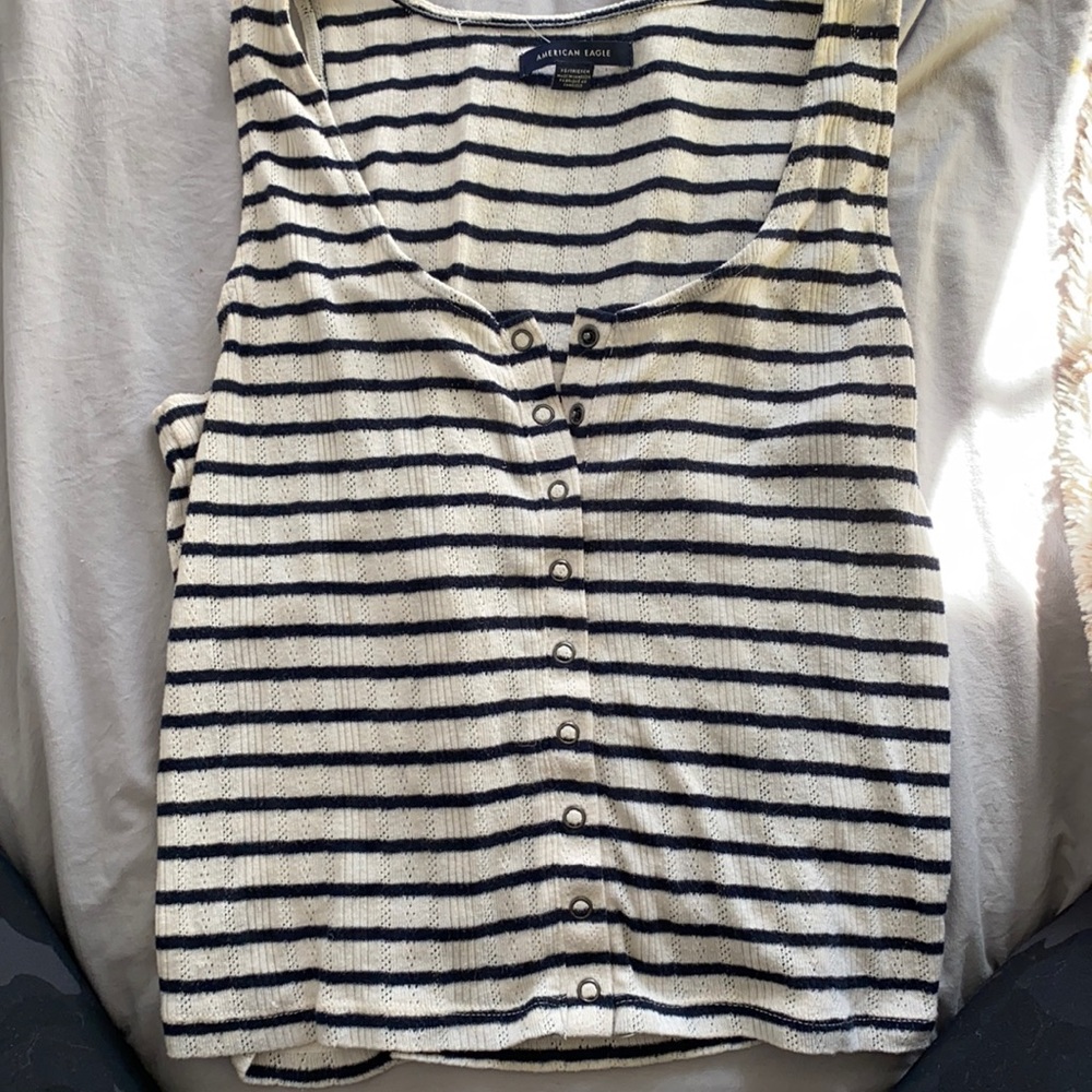 American Eagle Striped Top with clasps